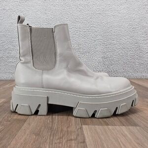 Sam Edelman Daelyn Women's 8.5 Gray Leather Platform Chelsea Ankle Boots